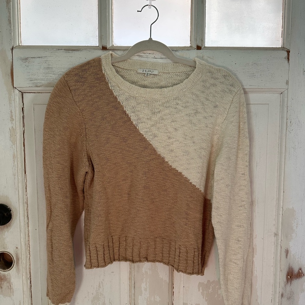 Z Supply Two-Tone Sweater - Cream and Tan